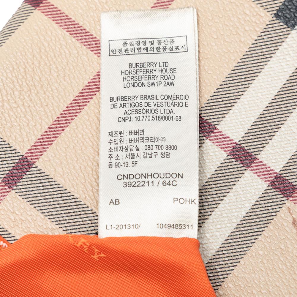 Burberry B Burberry Brown Beige with Orange Coated Canvas Fabric Haymarket Check Peyton Crossbody China