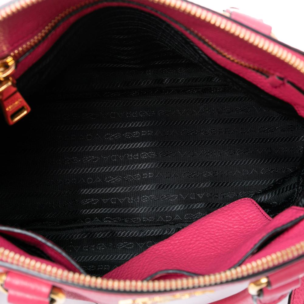 Prada B Prada Pink Calf Leather Vitello Daino Dome Satchel Turkey