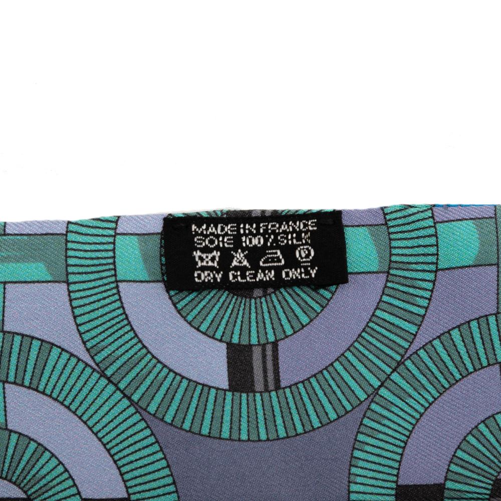 Hermès A Hermès Blue with Purple Silk Fabric Eperon D Or Twilly Scarf France