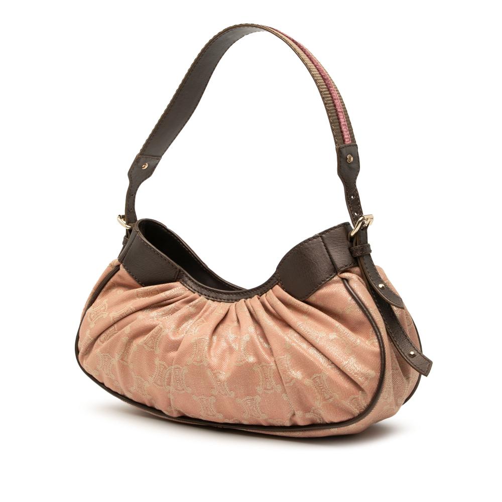 Celine B Celine Pink Salmon Denim Fabric Macadam Pleated Shoulder Bag China