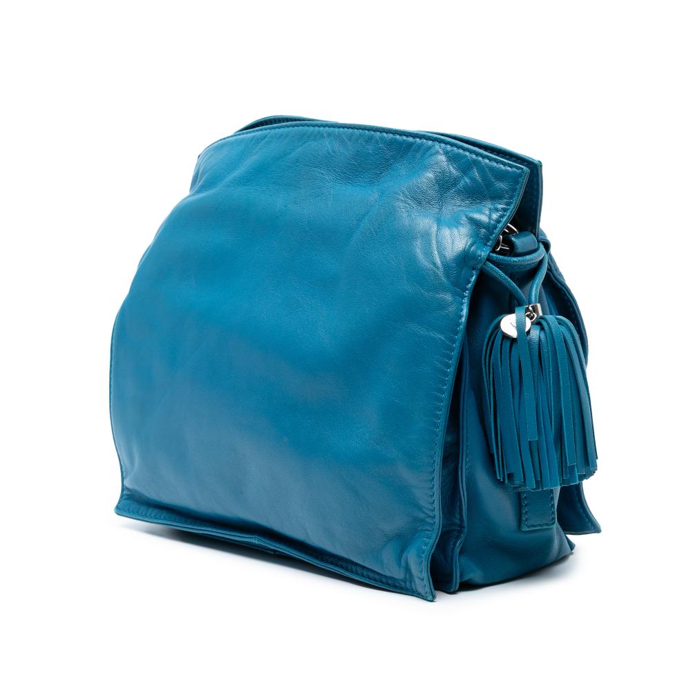 Loewe B LOEWE Blue Nappa Leather Leather Nappa Flamenco Tassel Crossbody Spain