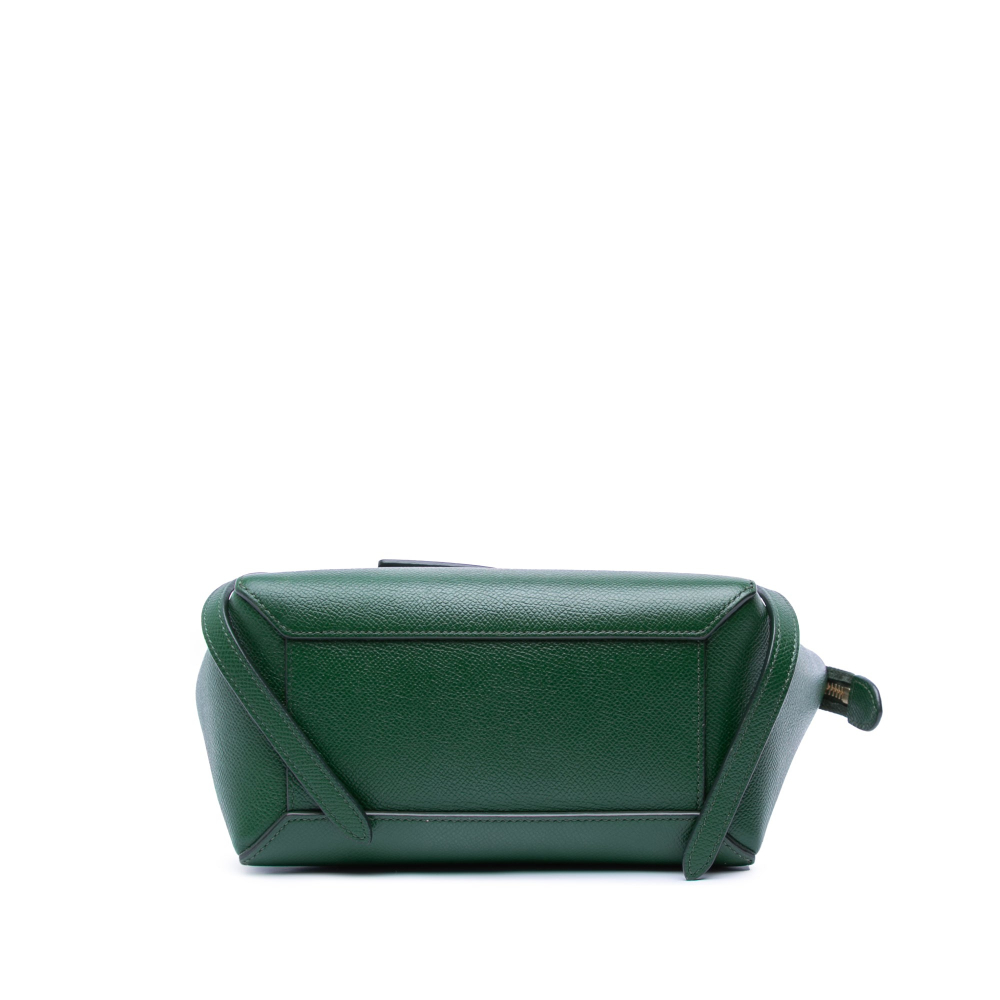 Celine Belt Bag Nano Grained Calfskin Leather Tote Handbag Green