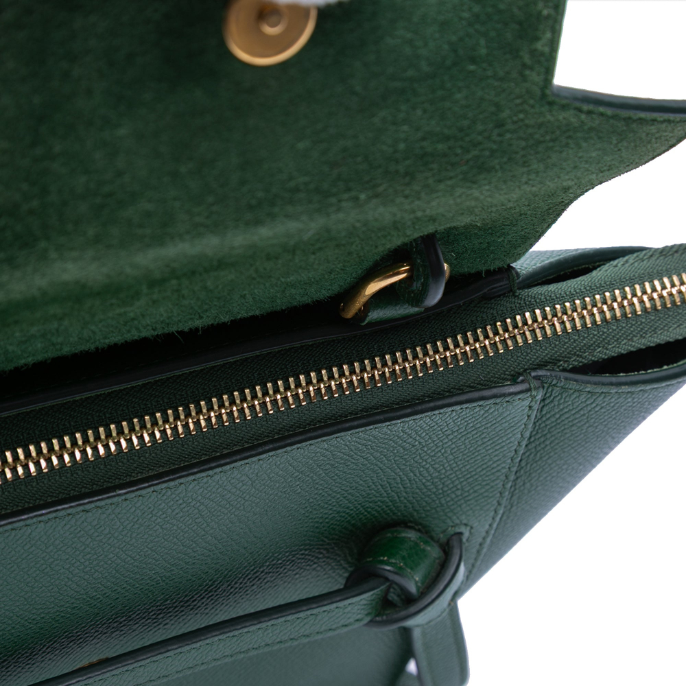 Celine Belt Bag Nano Grained Calfskin Leather Tote Handbag Green