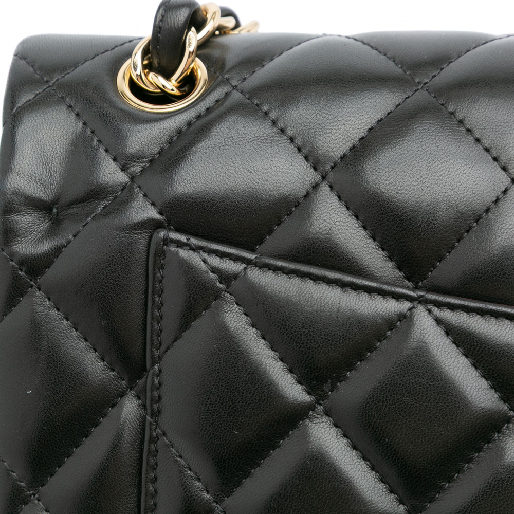 Chanel Classic Double Flap Jumbo Lambskin Leather Matelassè Handbag Black