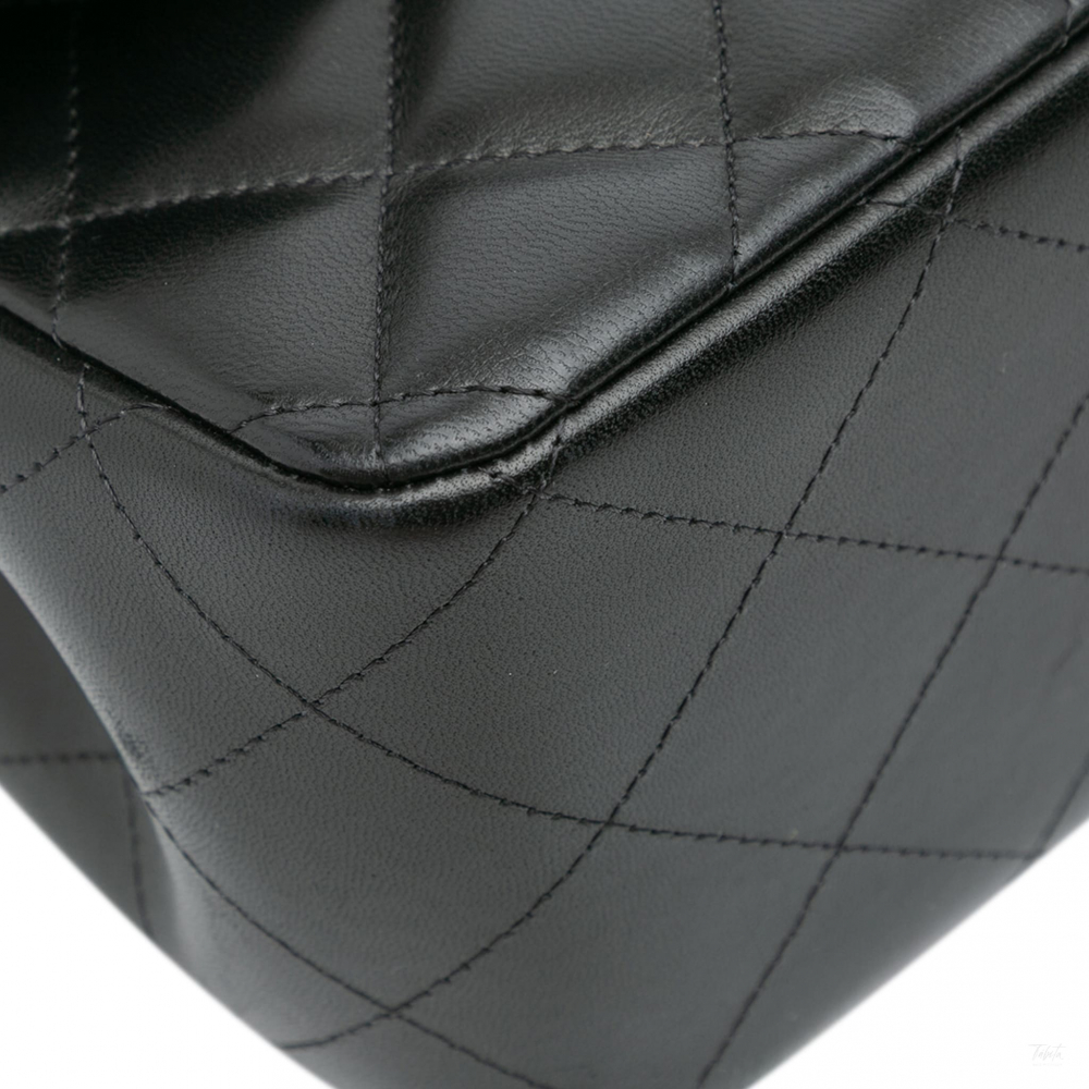 Chanel Classic Double Flap Jumbo Lambskin Leather Matelassè Handbag Black