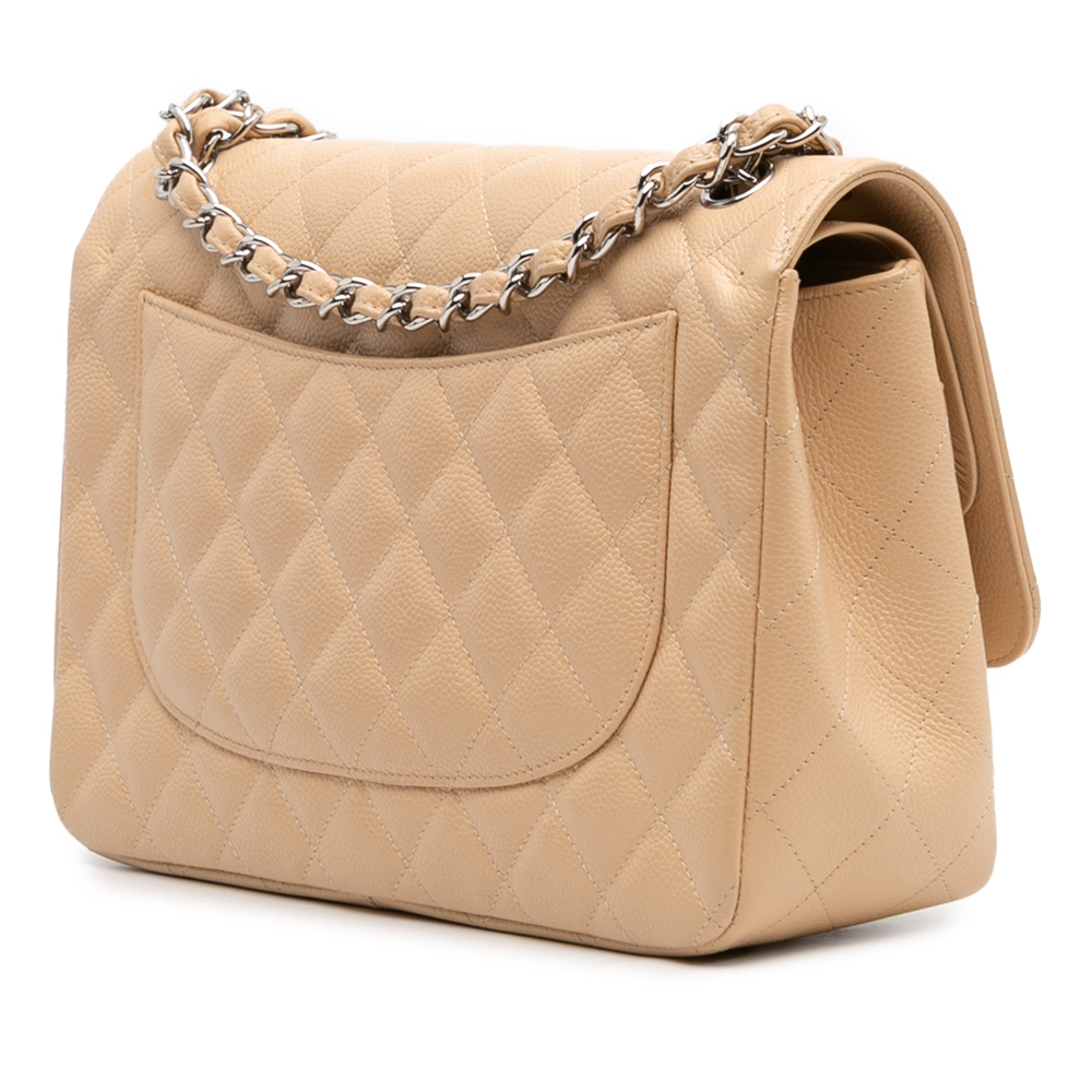 Chanel Classic Double Flap Jumbo Matelassè Caviar Leather Flap Handbag Brown