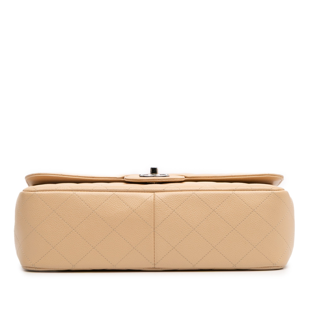 Chanel Classic Double Flap Jumbo Matelassè Caviar Leather Flap Handbag Brown