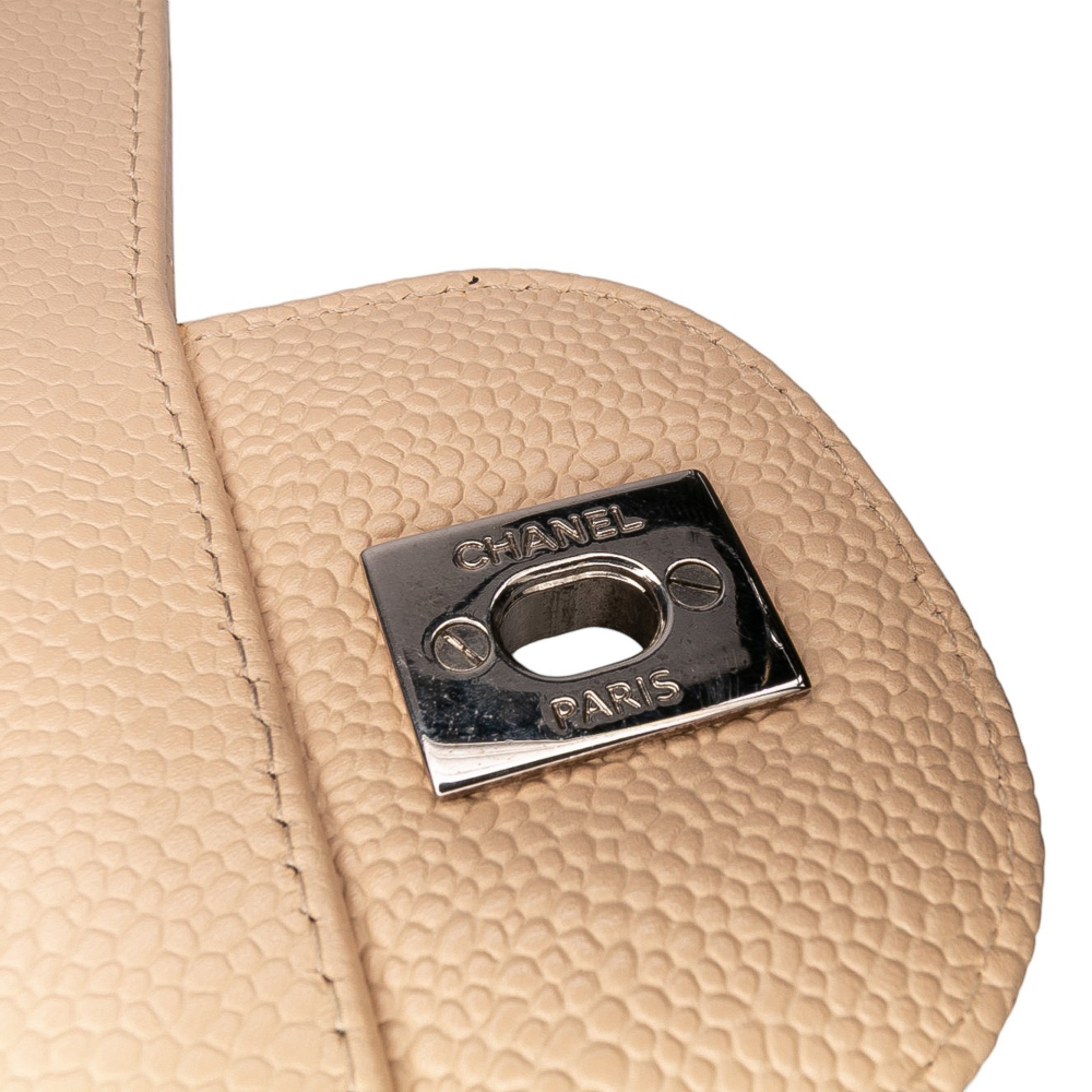 Chanel Classic Double Flap Jumbo Matelassè Caviar Leather Flap Handbag Brown