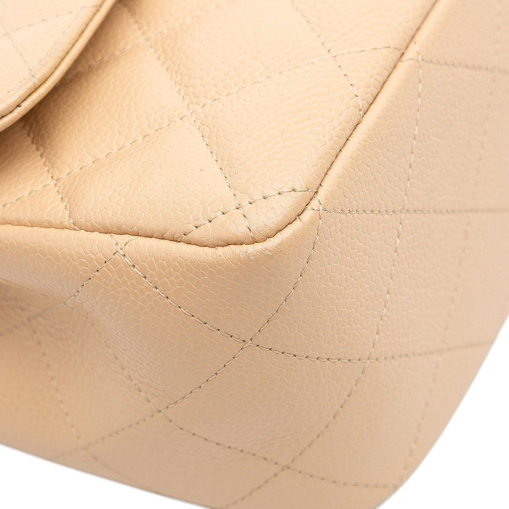 Chanel Classic Double Flap Jumbo Matelassè Caviar Leather Flap Handbag Brown