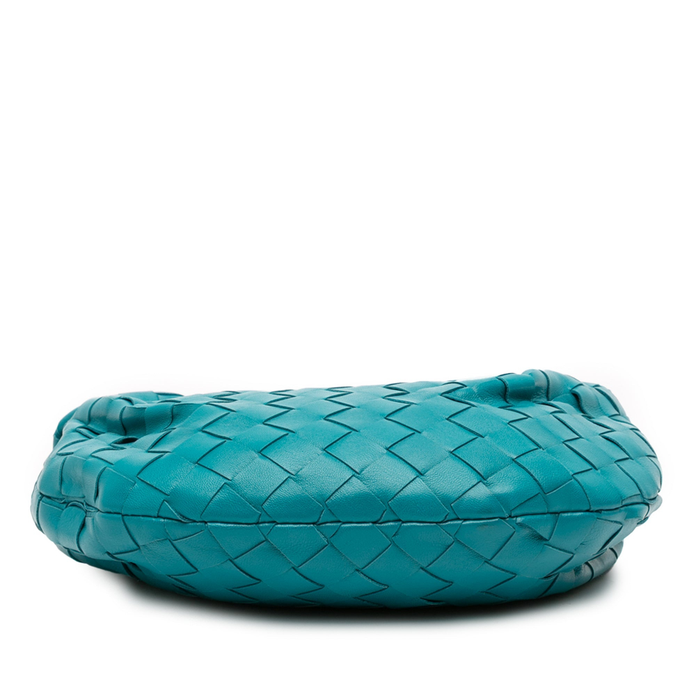 Bottega Veneta Jodie Mini Intrecciato Leather Hobo Handbag Blue