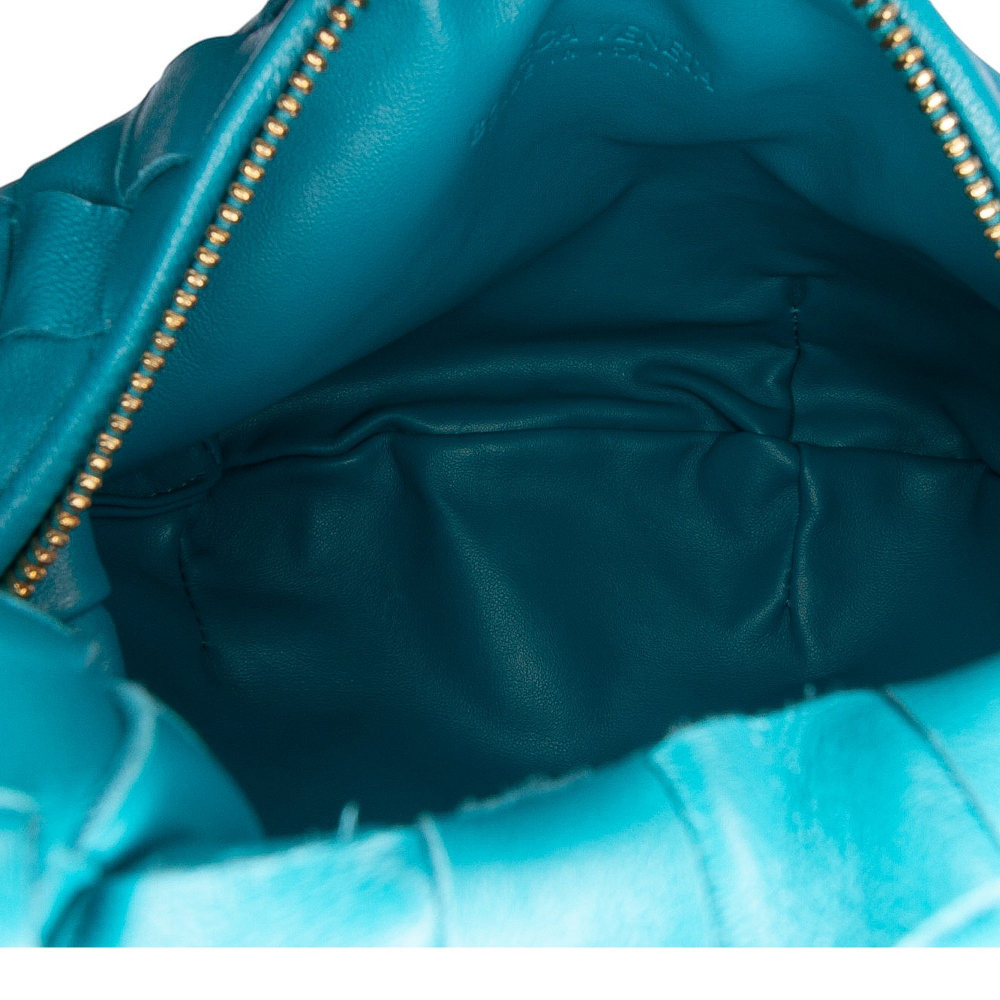 Bottega Veneta Jodie Mini Intrecciato Leather Hobo Handbag Blue