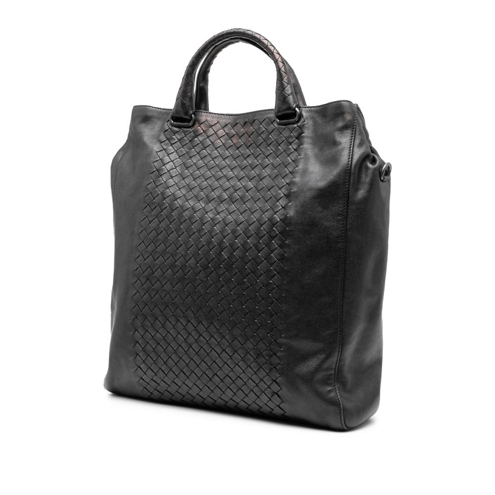 Bottega Veneta B Bottega Veneta Black Nappa Leather Leather Nappa Intrecciato Vertical Convertible Satchel Italy
