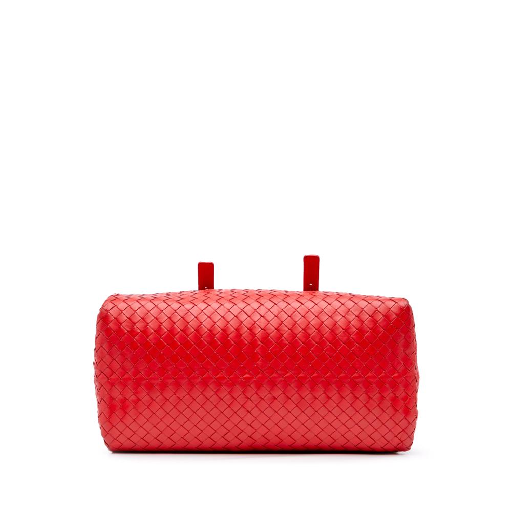 Bottega Veneta B Bottega Veneta Red Nappa Leather Leather Nappa Intrecciato Boston Bag Italy