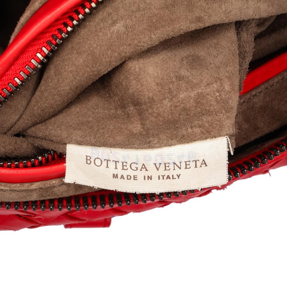 Bottega Veneta B Bottega Veneta Red Nappa Leather Leather Nappa Intrecciato Boston Bag Italy