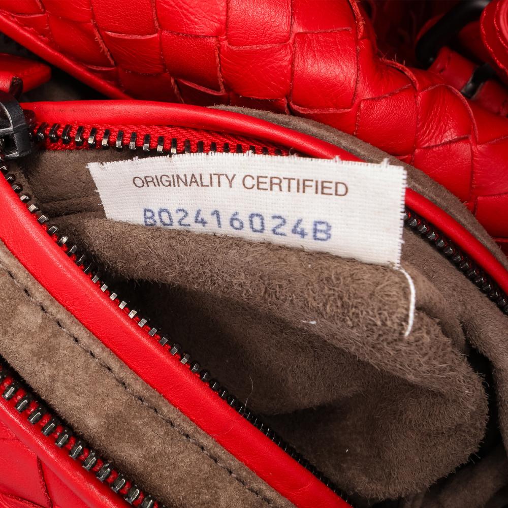 Bottega Veneta B Bottega Veneta Red Nappa Leather Leather Nappa Intrecciato Boston Bag Italy
