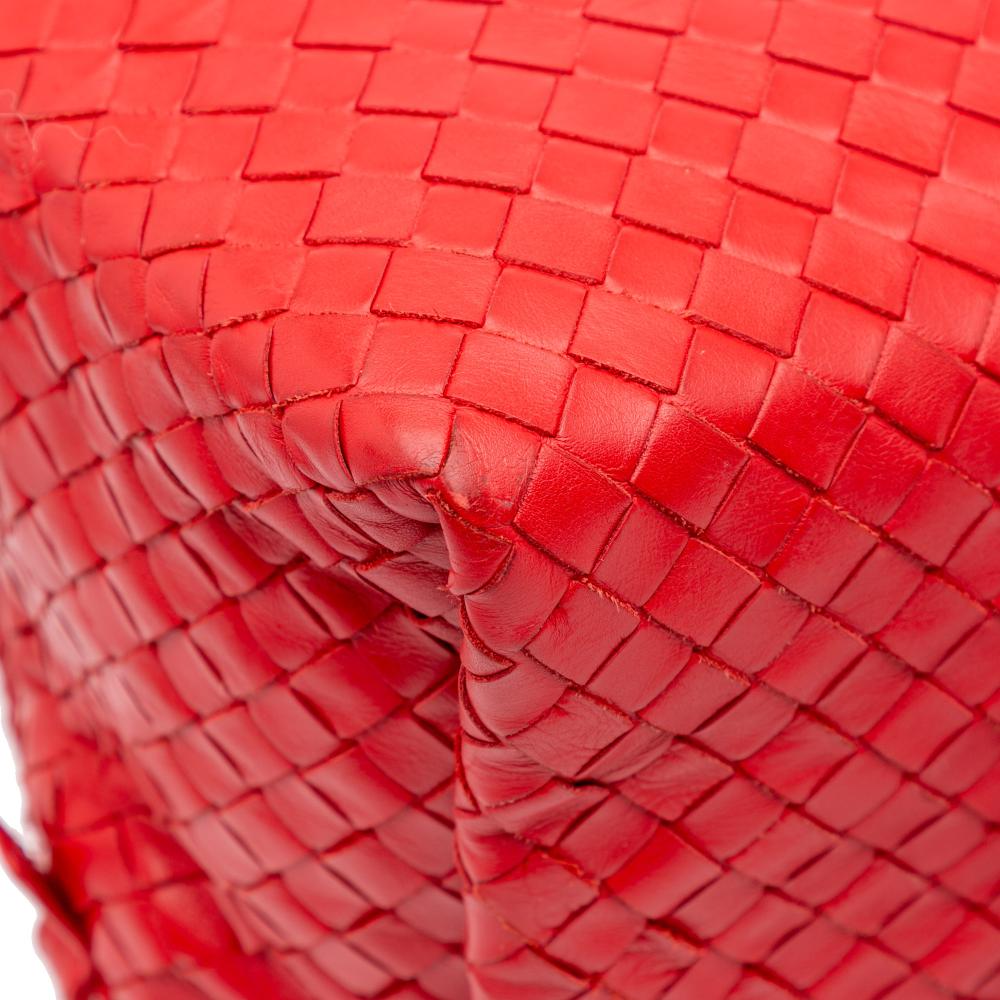 Bottega Veneta B Bottega Veneta Red Nappa Leather Leather Nappa Intrecciato Boston Bag Italy