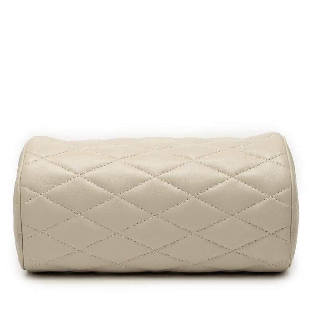 Saint Laurent B Saint Laurent White Lambskin Leather Leather Small Quilted Lambskin Sade Tube Bag Italy
