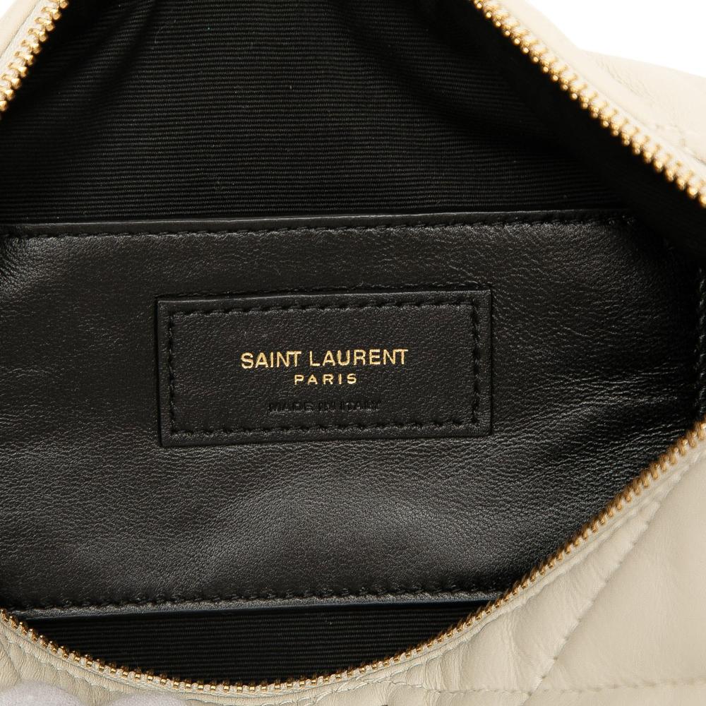 Saint Laurent B Saint Laurent White Lambskin Leather Leather Small Quilted Lambskin Sade Tube Bag Italy