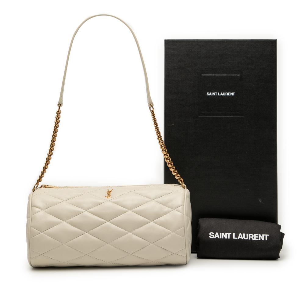 Saint Laurent B Saint Laurent White Lambskin Leather Leather Small Quilted Lambskin Sade Tube Bag Italy