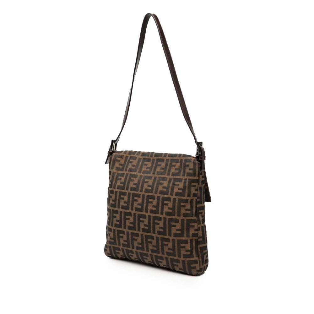 Fendi B Fendi Brown Canvas Fabric Zucca Shoulder Bag Italy
