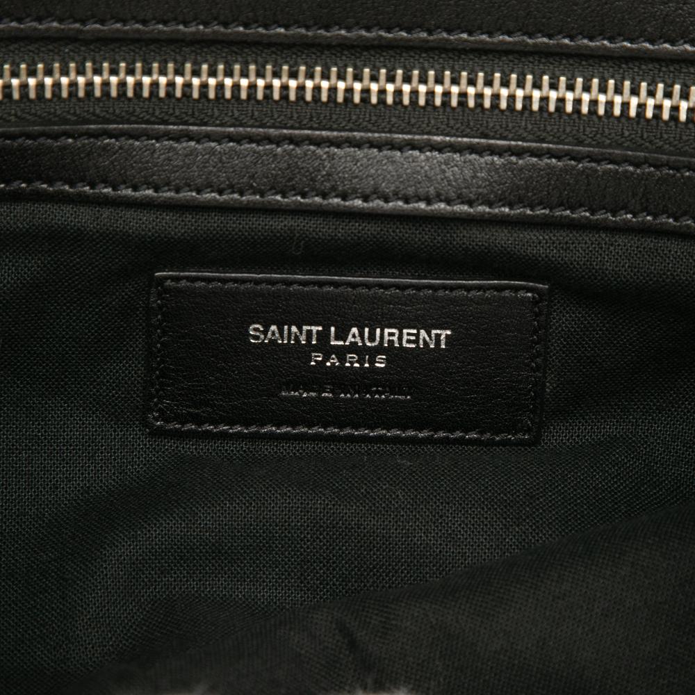 Saint Laurent B Saint Laurent Black with Multi Calf Leather Prairie Floral Printed Festival Backpack Italy