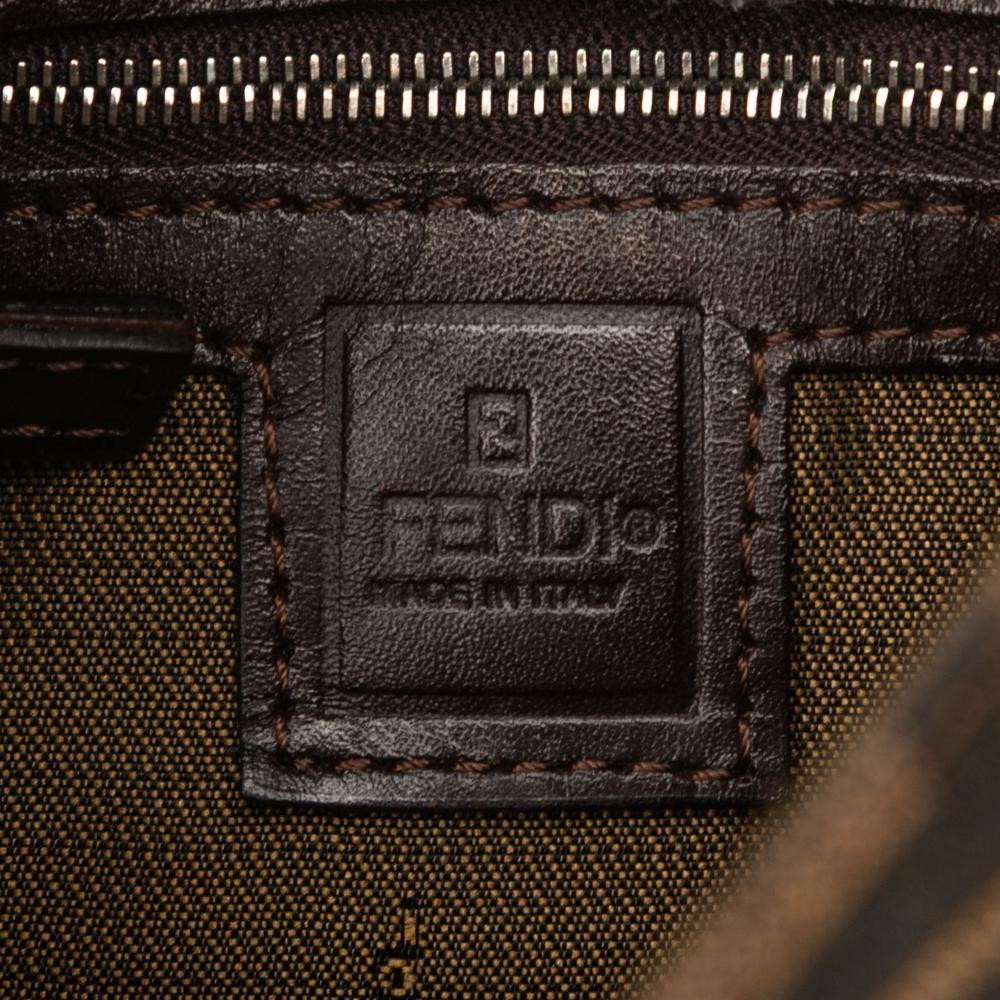 Fendi B Fendi Brown Canvas Fabric Zucca Shoulder Bag Italy