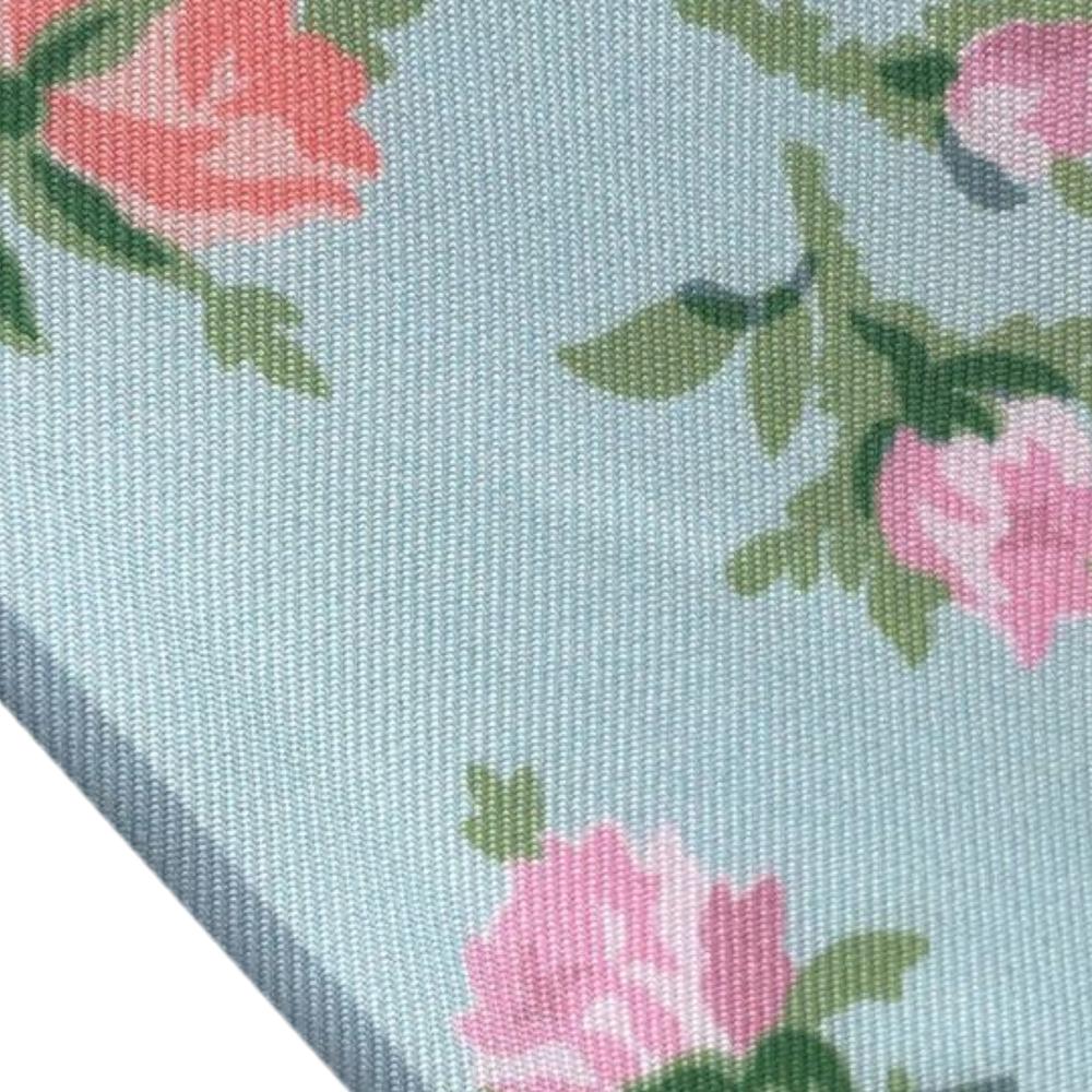 Prada AB Prada Blue Light Blue Silk Fabric Floral and Geometric Print Twilly Scarf Italy