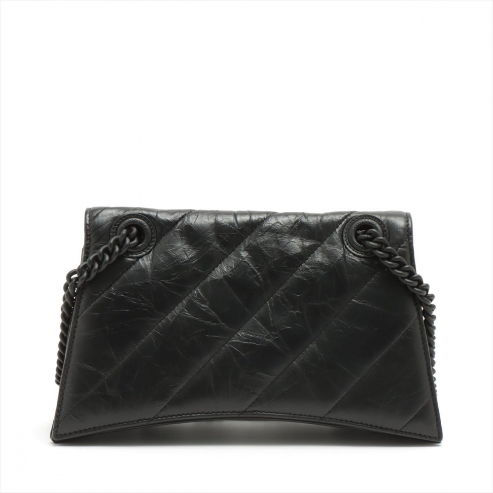 Balenciaga Hourglass Small Leather Chain Flap Bag Black