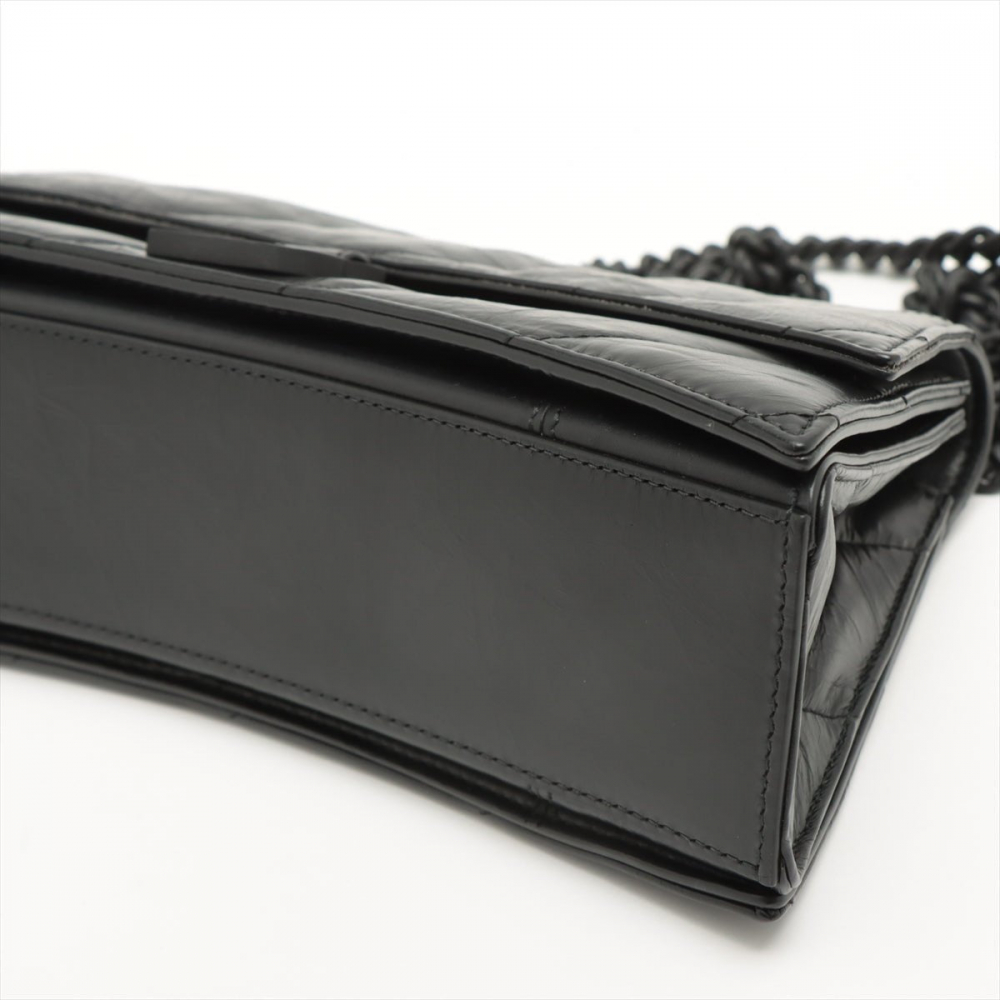 Balenciaga Hourglass Small Leather Chain Flap Bag Black