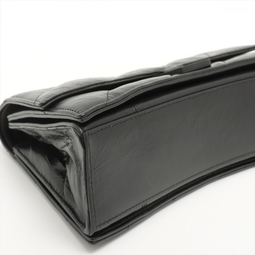 Balenciaga Hourglass Small Leather Chain Flap Bag Black