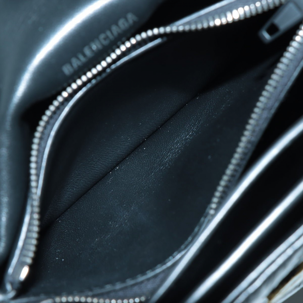 Balenciaga Hourglass Small Leather Chain Flap Bag Black