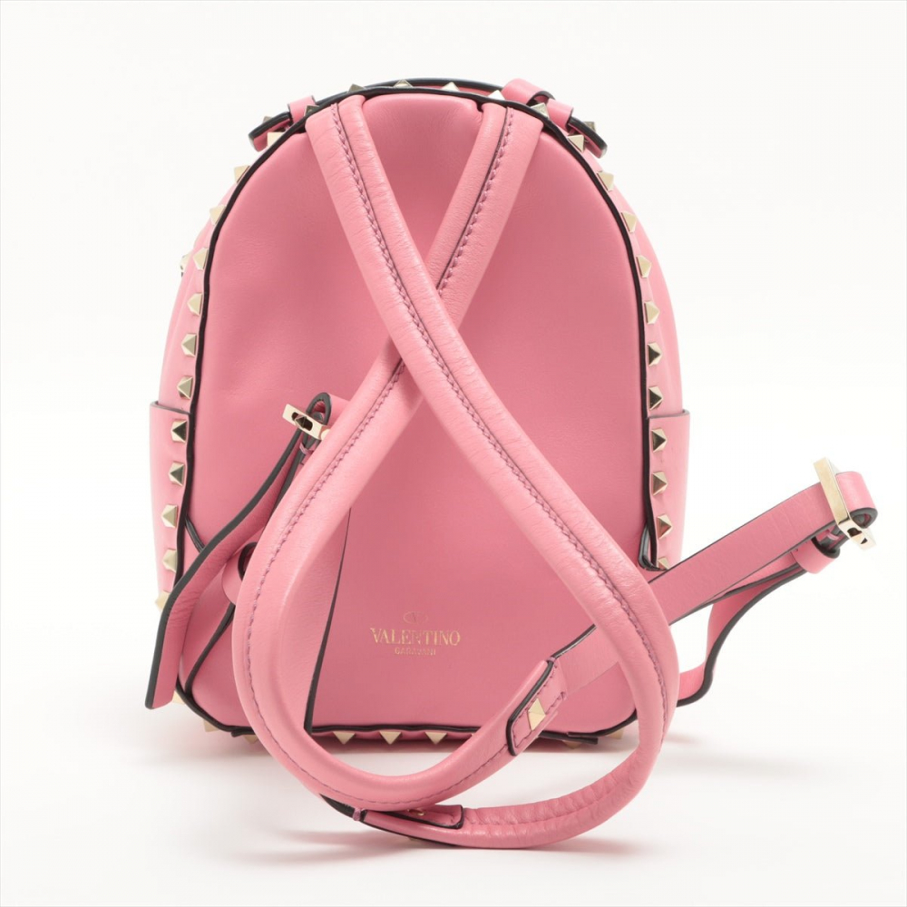 Valentino Rockstuds Leather Pink Backpack