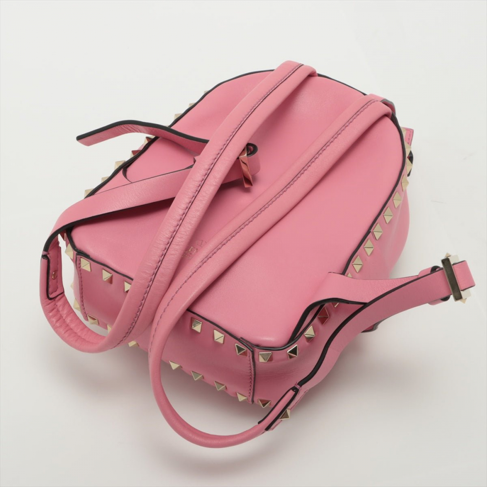 Valentino Rockstuds Leather Pink Backpack