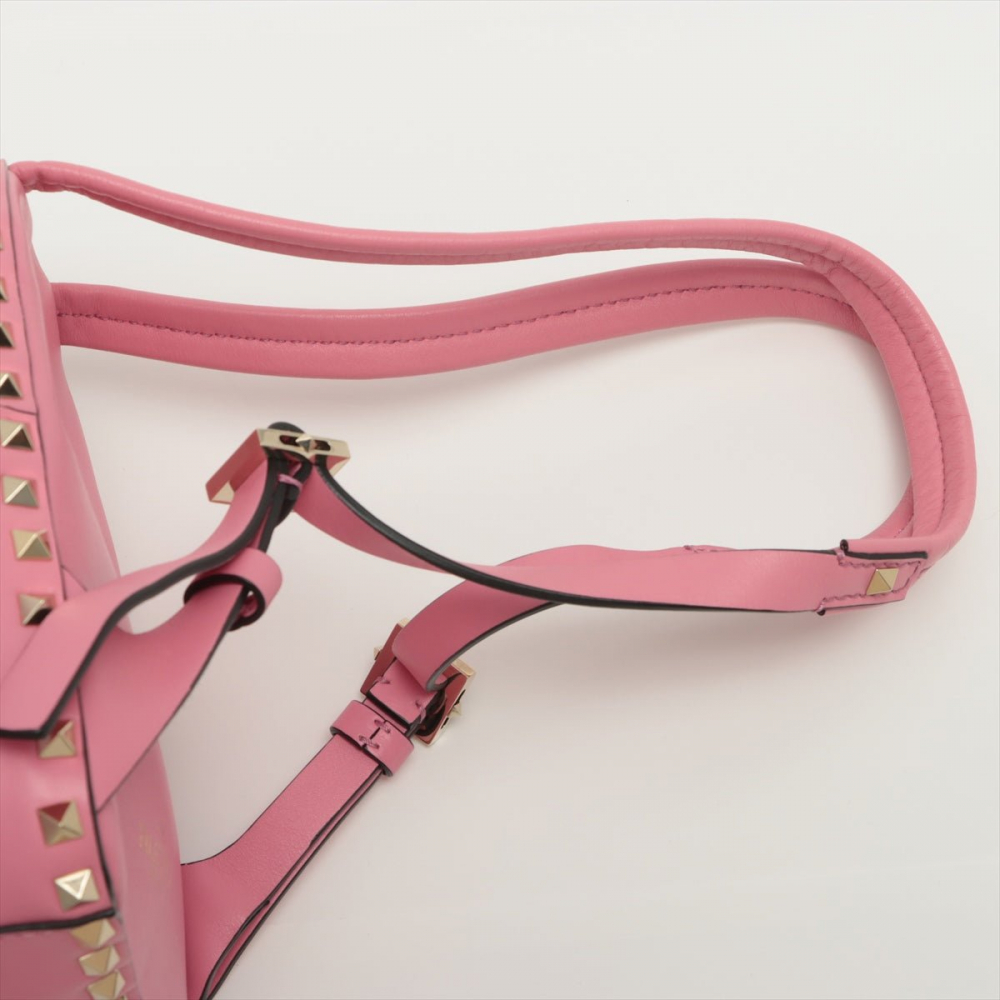 Valentino Rockstuds Leather Pink Backpack