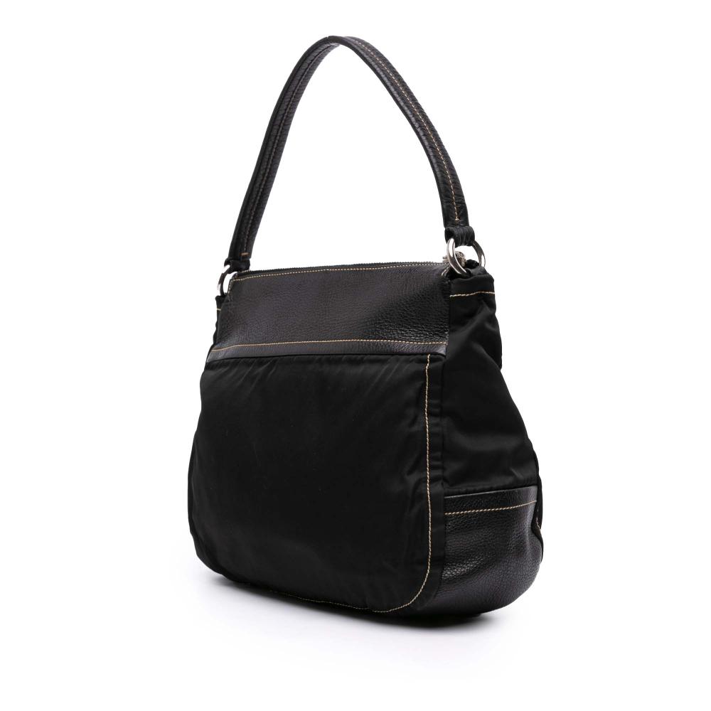 Prada B Prada Black Calf Leather and Tessuto Shoulder Bag Italy