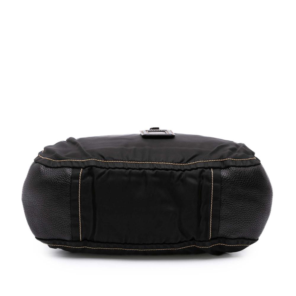 Prada B Prada Black Calf Leather and Tessuto Shoulder Bag Italy