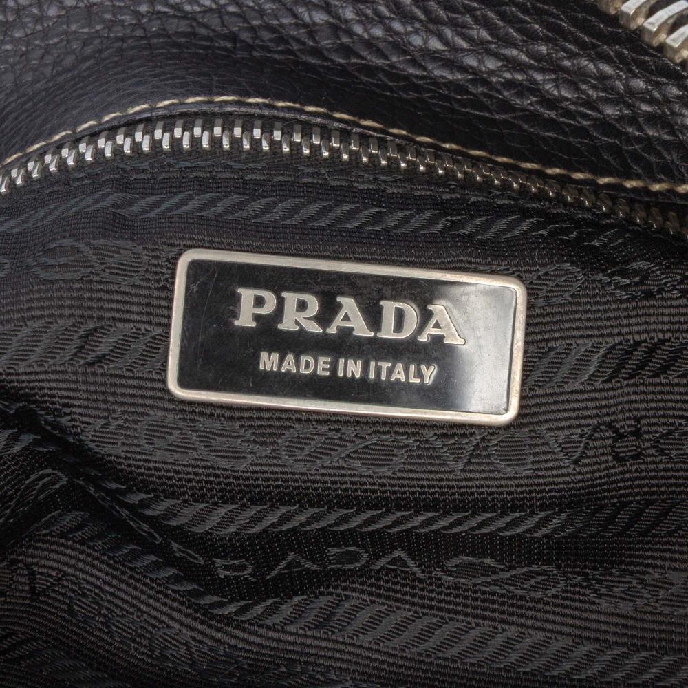 Prada B Prada Black Calf Leather and Tessuto Shoulder Bag Italy