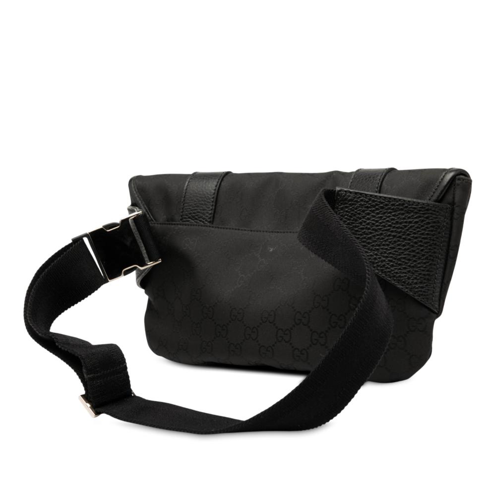 Gucci AB Gucci Black Canvas Fabric GG Belt Bag Italy