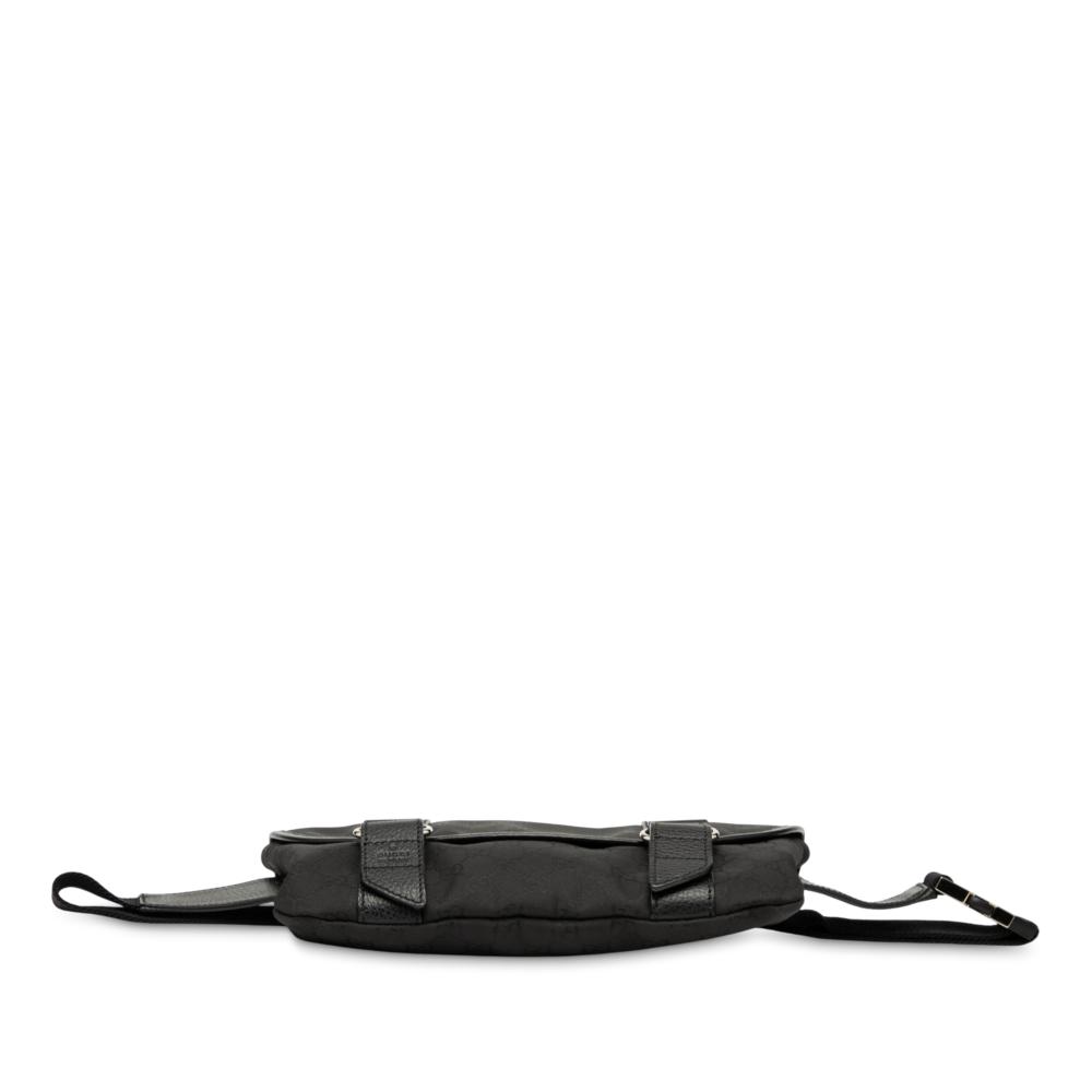 Gucci AB Gucci Black Canvas Fabric GG Belt Bag Italy