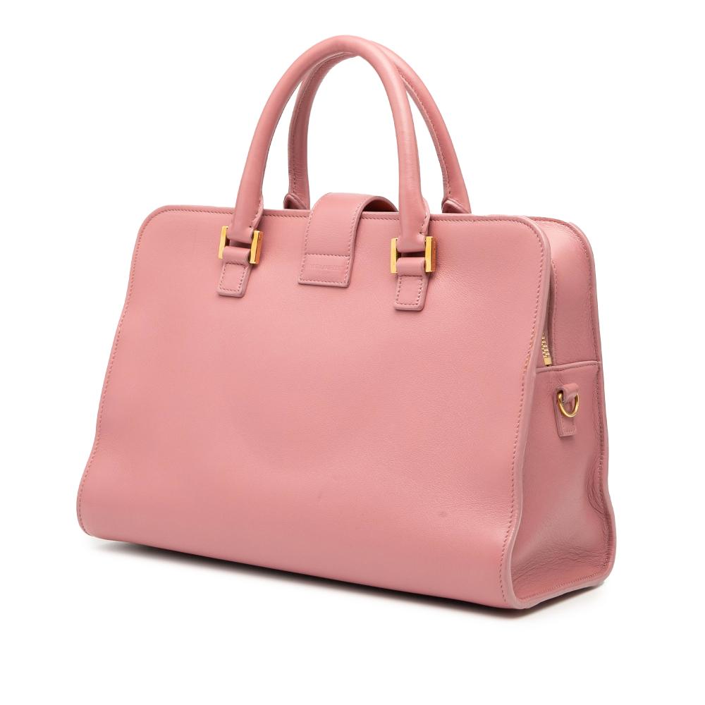 Saint Laurent B Saint Laurent Pink Calf Leather Small Monogram Cabas Satchel Italy