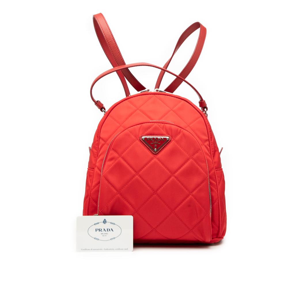 Prada AB Prada Red Nylon Fabric Impuntu Tessuto Backpack China