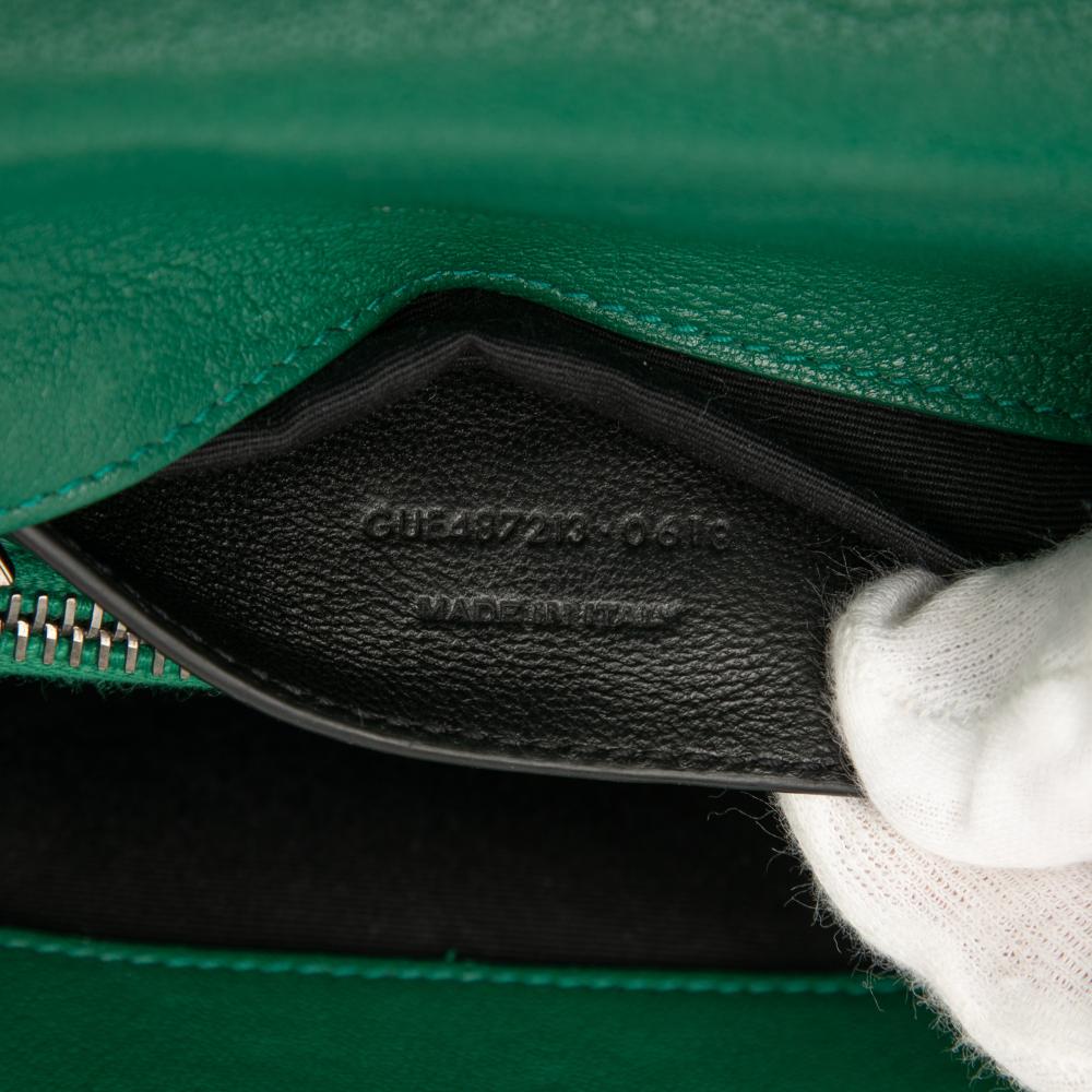 Saint Laurent Green Sheepskin Leather Leather Medium Quilted Chevron Sheepskin College Satchel Italy