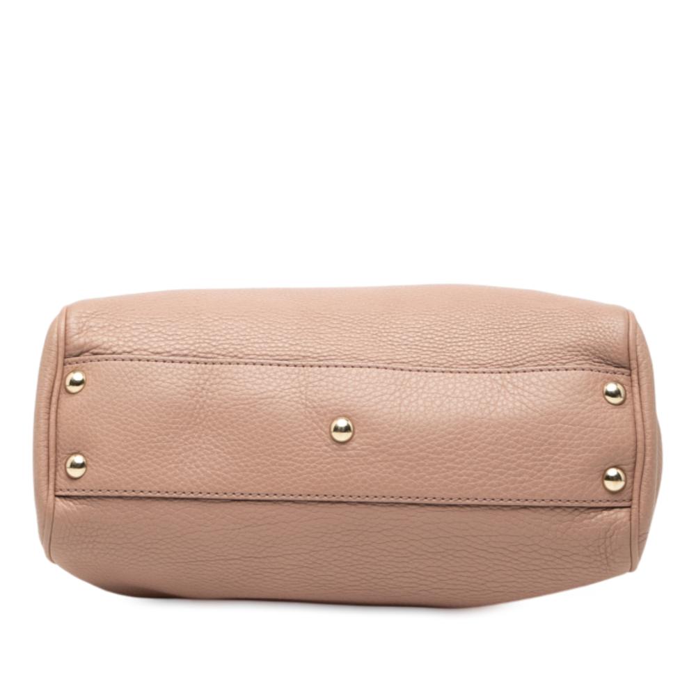 Gucci B Gucci Pink Calf Leather Small skin Bamboo Shopper Satchel Italy