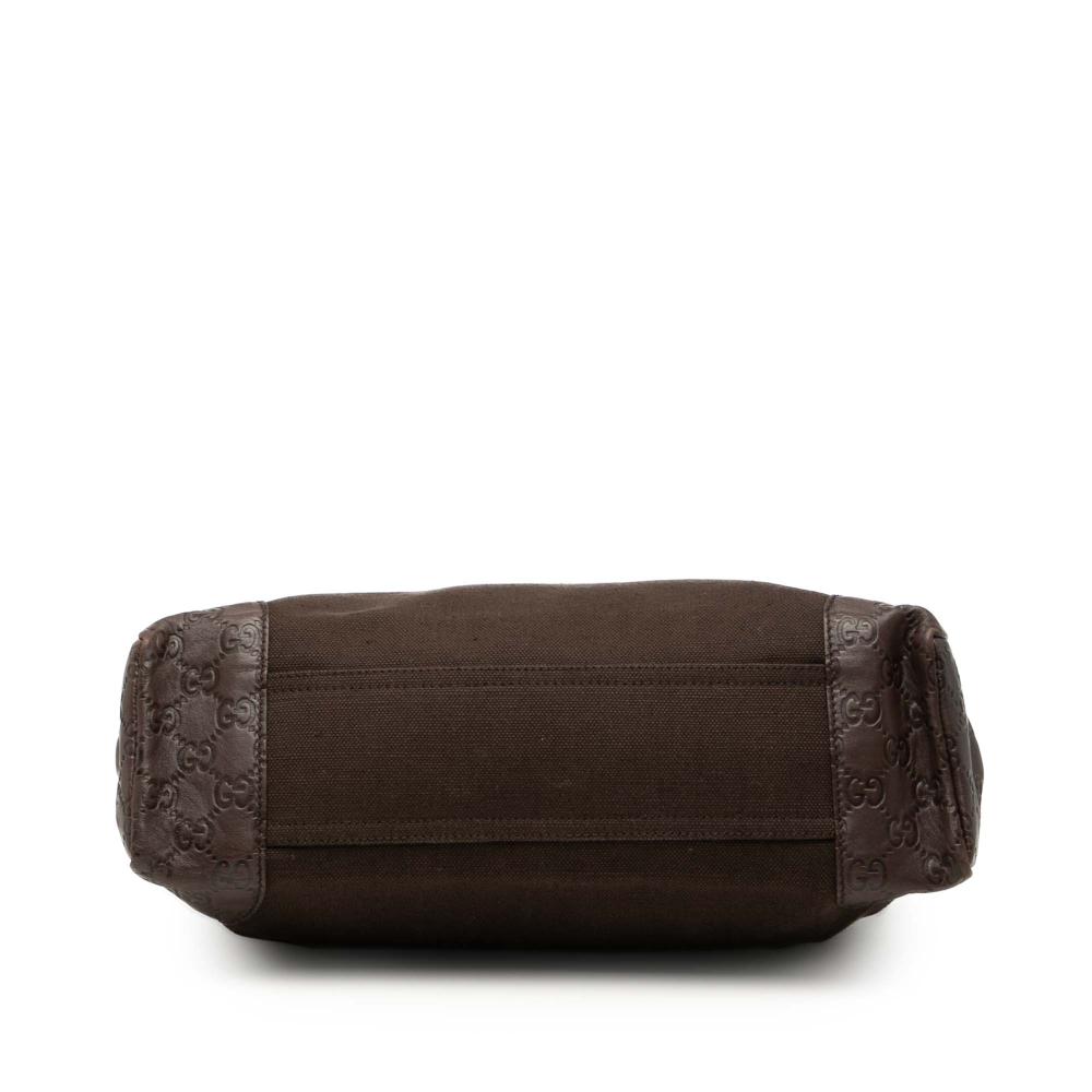 Gucci B Gucci Brown Dark Brown Canvas Fabric Guccissima Trimmed Crossbody Italy