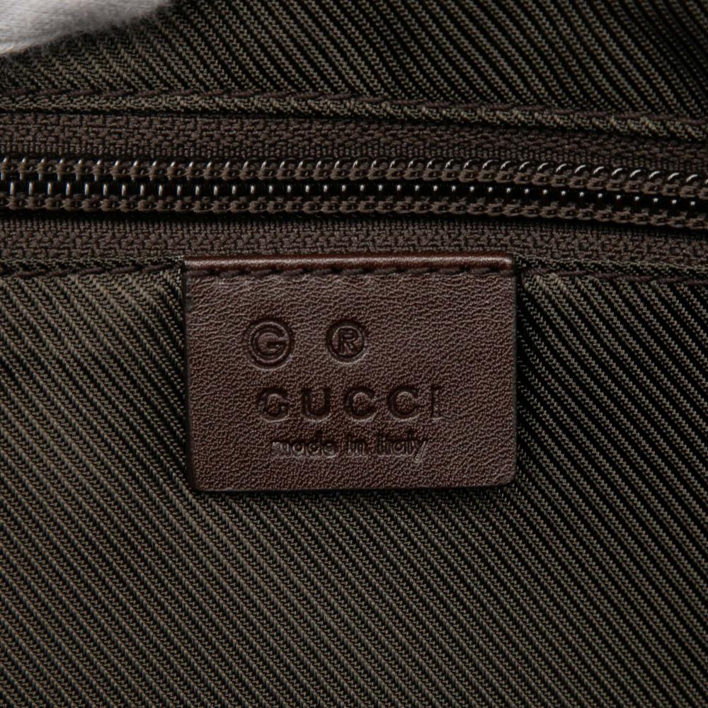 Gucci B Gucci Brown Dark Brown Canvas Fabric Guccissima Trimmed Crossbody Italy