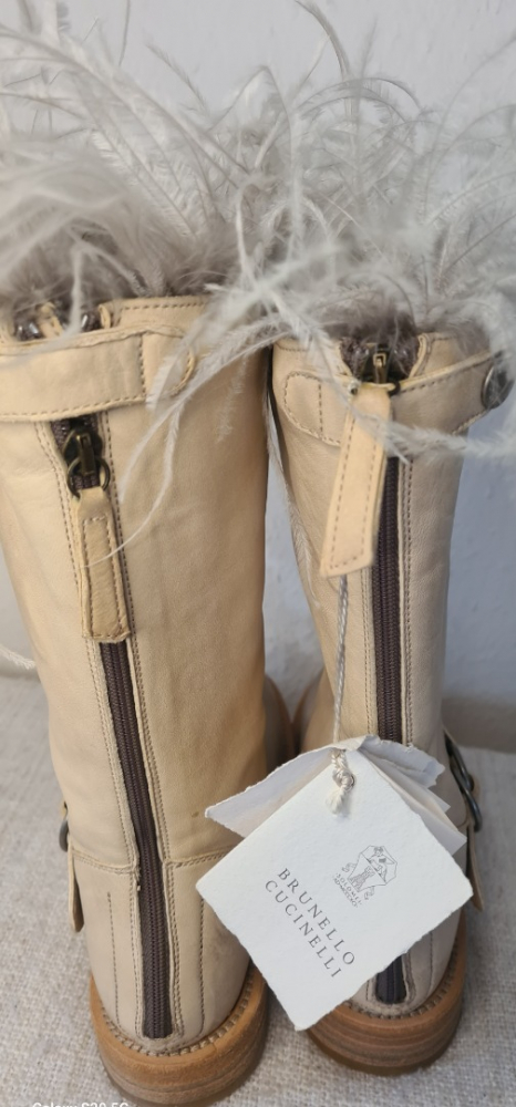 Brunello Cucinelli High boots with natural feathers