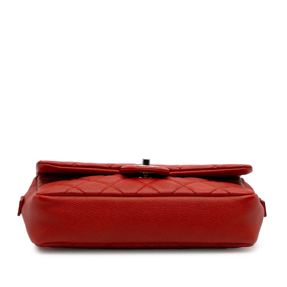 Chanel Easy Flap Medium Caviar Leather Quilted Shoulder Bag Orange