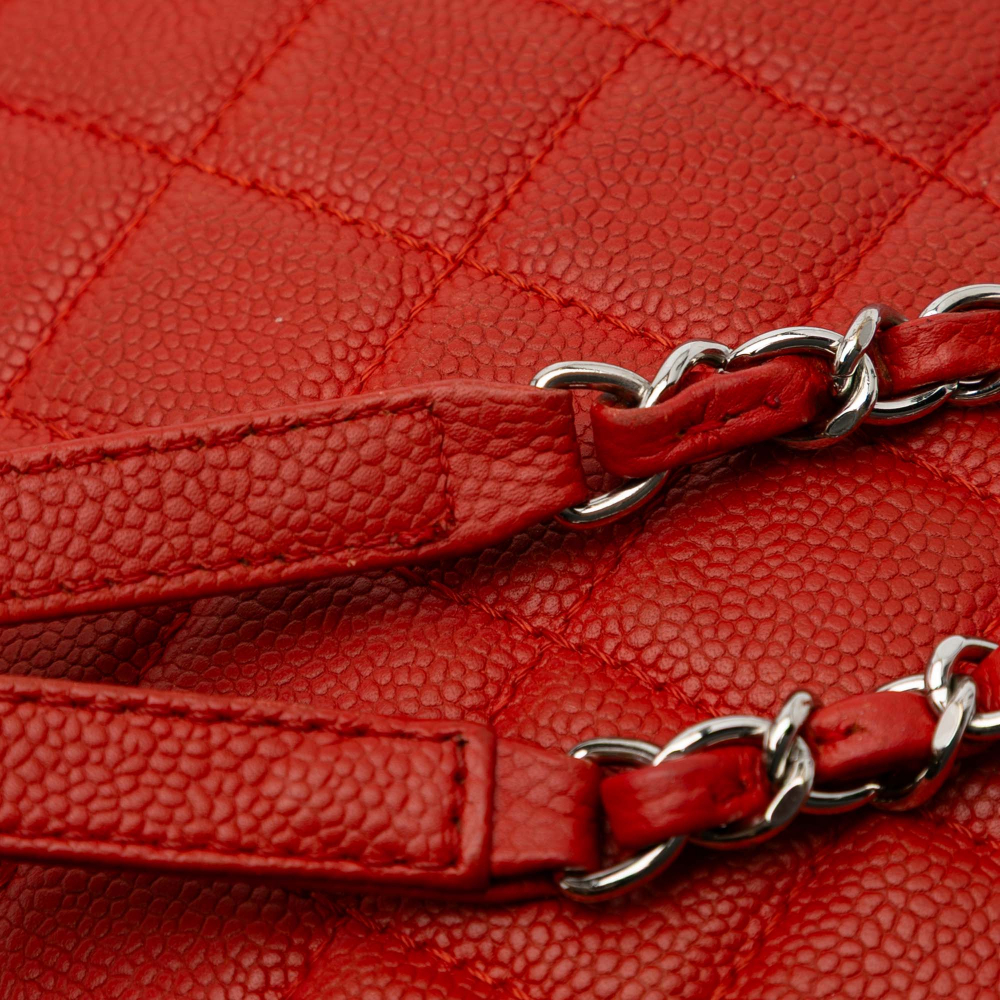 Chanel Easy Flap Medium Caviar Leather Quilted Shoulder Bag Orange