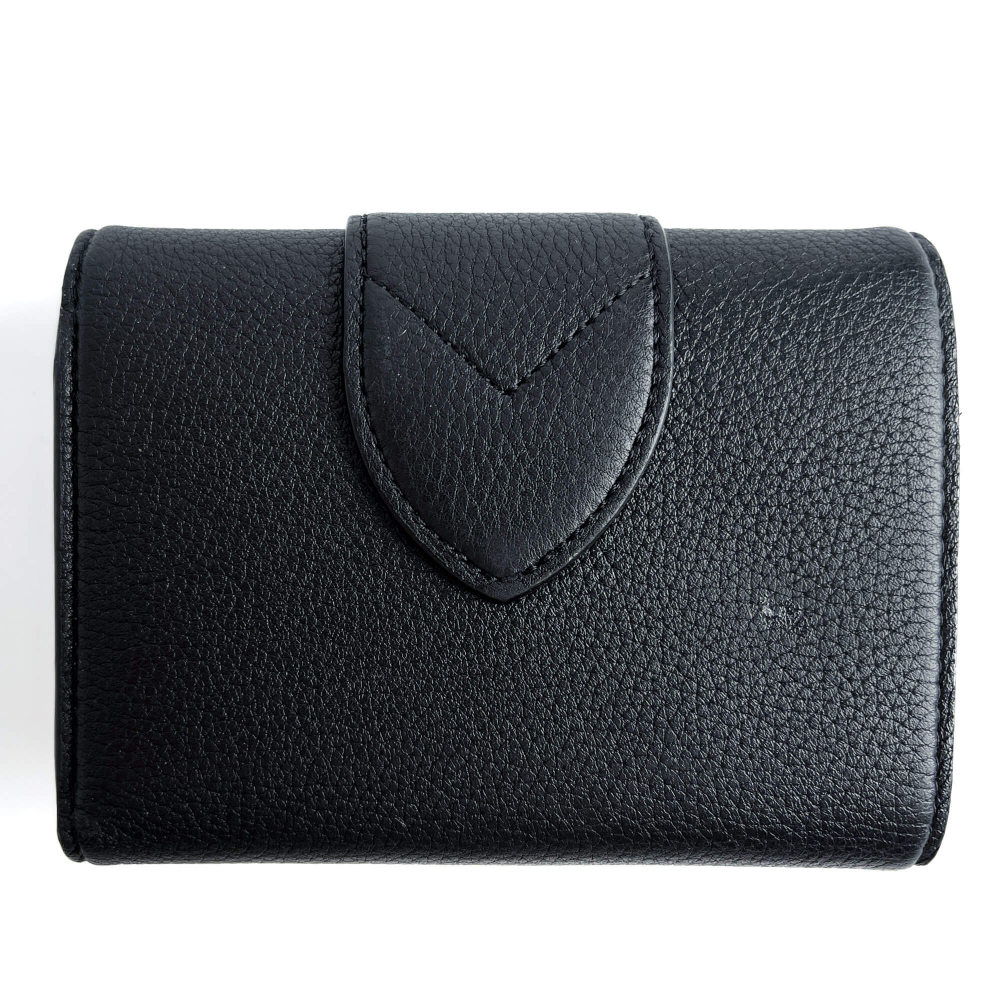 Louis Vuitton Pont 9 Calfskin Grained Leather Folding Wallet Black