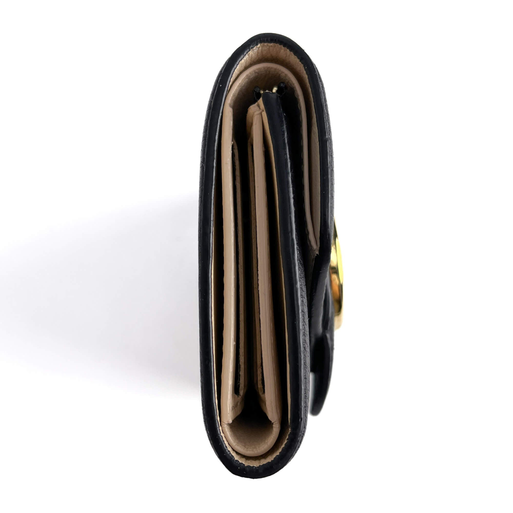 Louis Vuitton Pont 9 Calfskin Grained Leather Folding Wallet Black